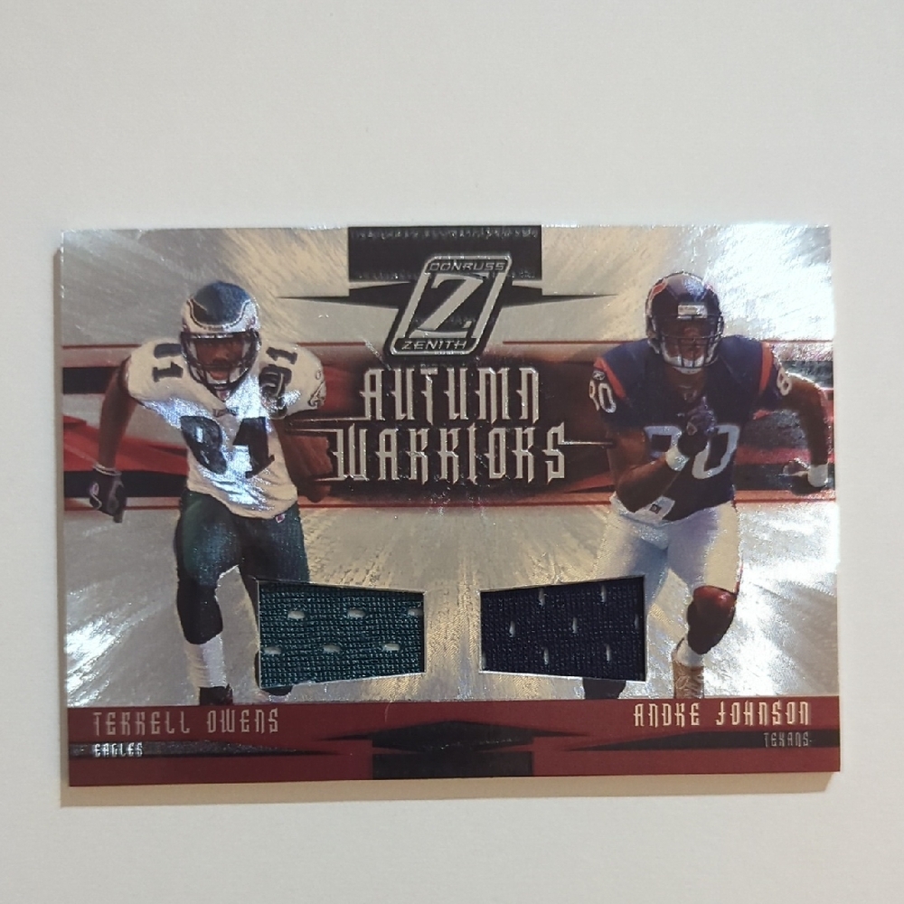 2005 Zenith Autumn Warriors Terrell Owens Andre Johnson AW16 Numbered 47/250